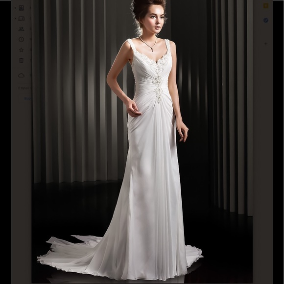 Ivory Enzoani Chiffon Draped Back wedding gown - Picture 3 of 13